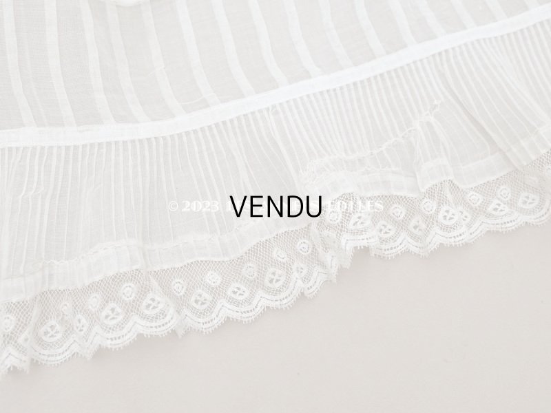 画像11: 1900年頃 アンティーク 幅広 ドレスの裾  プリーツ入り レース付 1.9m 幅21.5cm　コットンオーガンジー