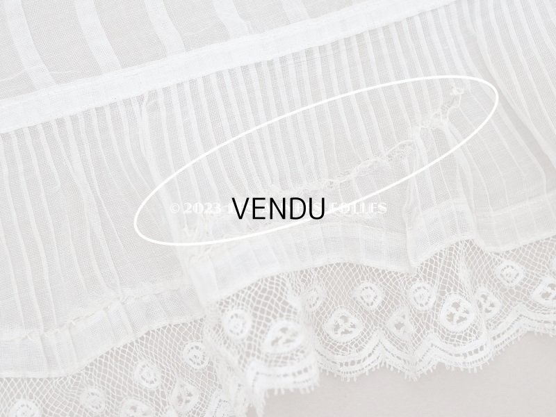 画像13: 1900年頃 アンティーク 幅広 ドレスの裾  プリーツ入り レース付 1.9m 幅21.5cm　コットンオーガンジー