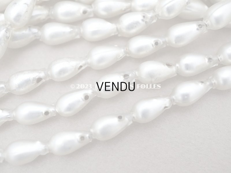 画像5: アンティーク スフレビーズ 4穴 ドロップ型 シルバー 5×9mm 約270ピース 吹きガラス製 ビーズ