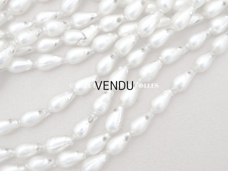 画像4: アンティーク スフレビーズ 4穴 ドロップ型 シルバー 5×9mm 約270ピース 吹きガラス製 ビーズ