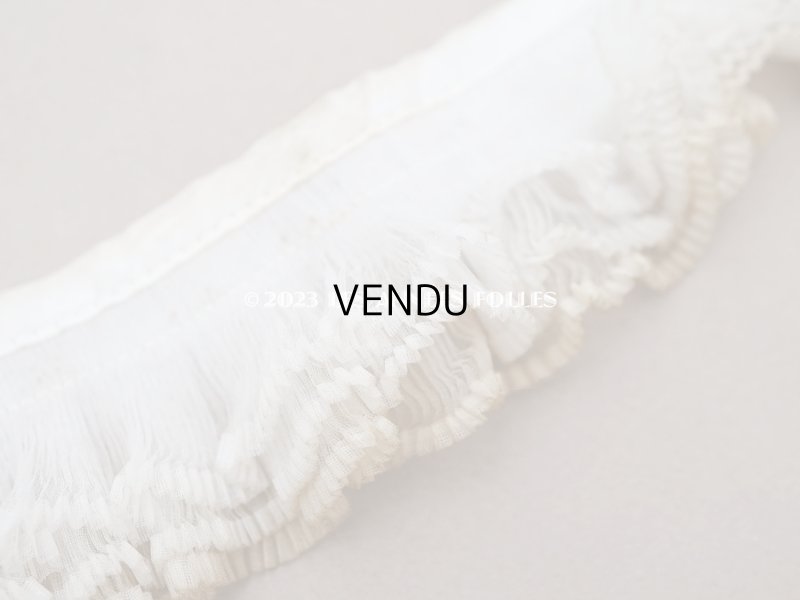 画像3: 19世紀末 アンティーク シルクシフォンの3段プリーツリボン 39cm 4.6cm幅 