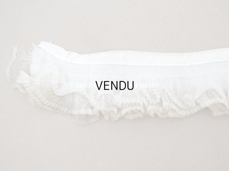 画像5: 19世紀末 アンティーク シルクシフォンの3段プリーツリボン 39cm 4.6cm幅 