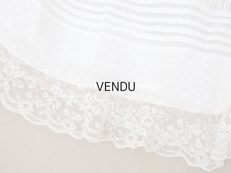 画像16: アンティーク 洗礼式のベビードレス パフスリーブ 手刺繍の花模様＆レース＆オレンジベージュのリボン