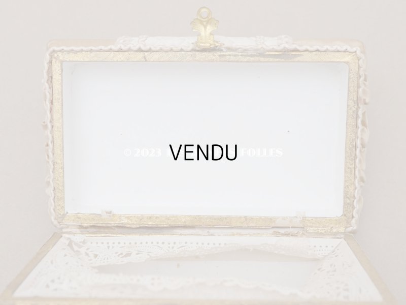 画像13: 19世紀 アンティーク ナポレオン3世時代 お菓子箱 シャンパンゴールド＆オフホワイトのキルティング チョコレートボックス 