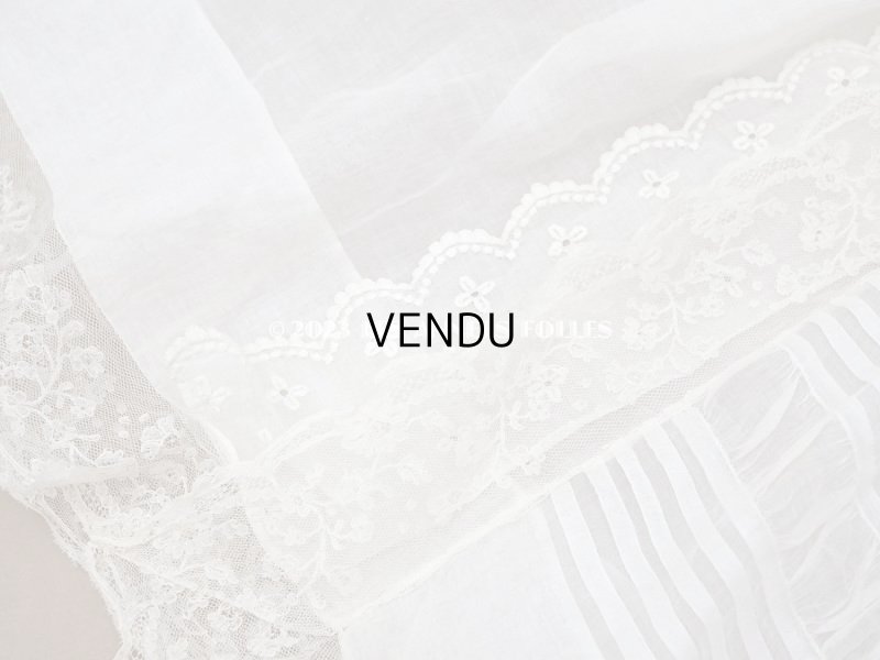 画像17: アンティーク 洗礼式のベビードレス パフスリーブ 手刺繍の花模様＆レース＆オレンジベージュのリボン