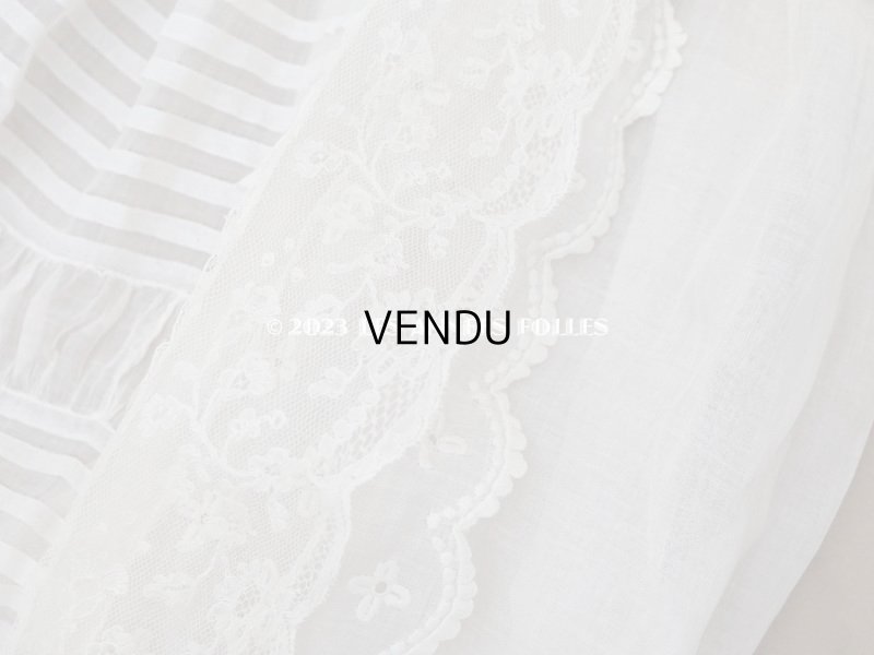 画像13: アンティーク 洗礼式のベビードレス パフスリーブ 手刺繍の花模様＆レース＆オレンジベージュのリボン