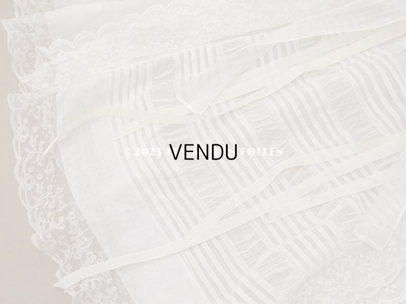 画像19: アンティーク 洗礼式のベビードレス パフスリーブ 手刺繍の花模様＆レース＆オレンジベージュのリボン