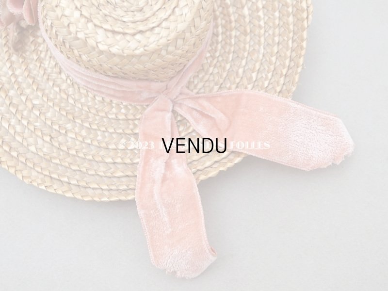 画像3: アンティーク ドール用 ストローハット ピンクの菫の布花