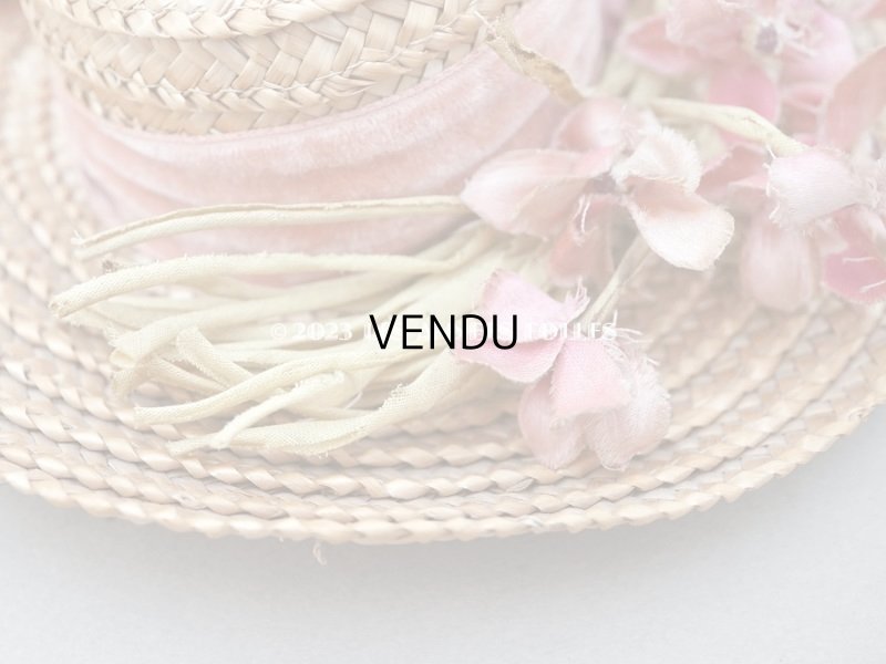 画像5: アンティーク ドール用 ストローハット ピンクの菫の布花