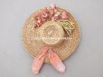 画像2: アンティーク ドール用 ストローハット ピンクの菫の布花 (2)