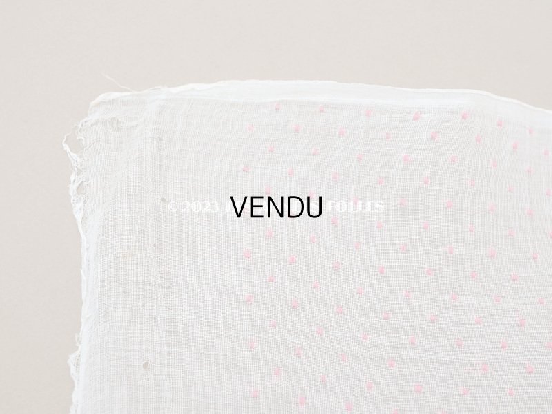 画像4: アンティーク  ピンクの小さなドット刺繍入り コットン生地 78×145cm