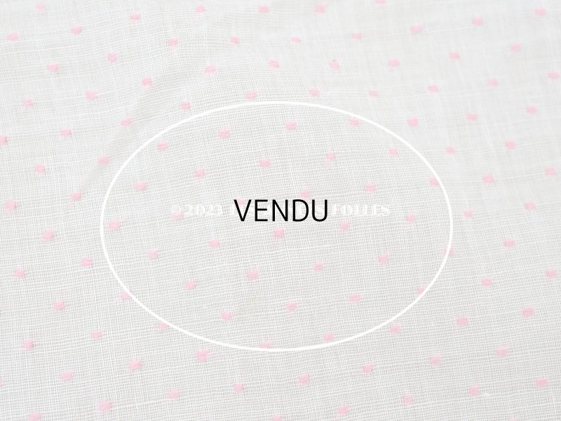 画像8: アンティーク  ピンクの小さなドット刺繍入り コットン生地 78×145cm