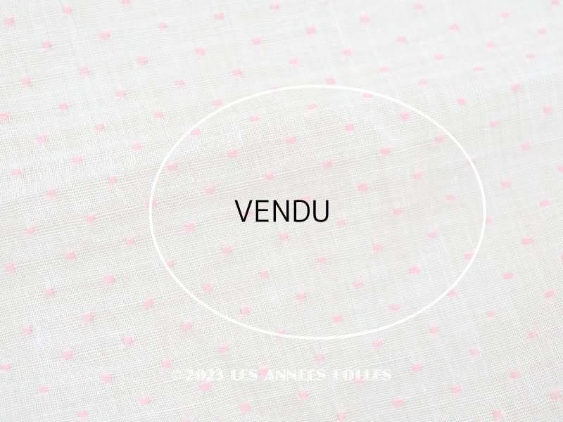 画像7: アンティーク  ピンクの小さなドット刺繍入り コットン生地 78×145cm