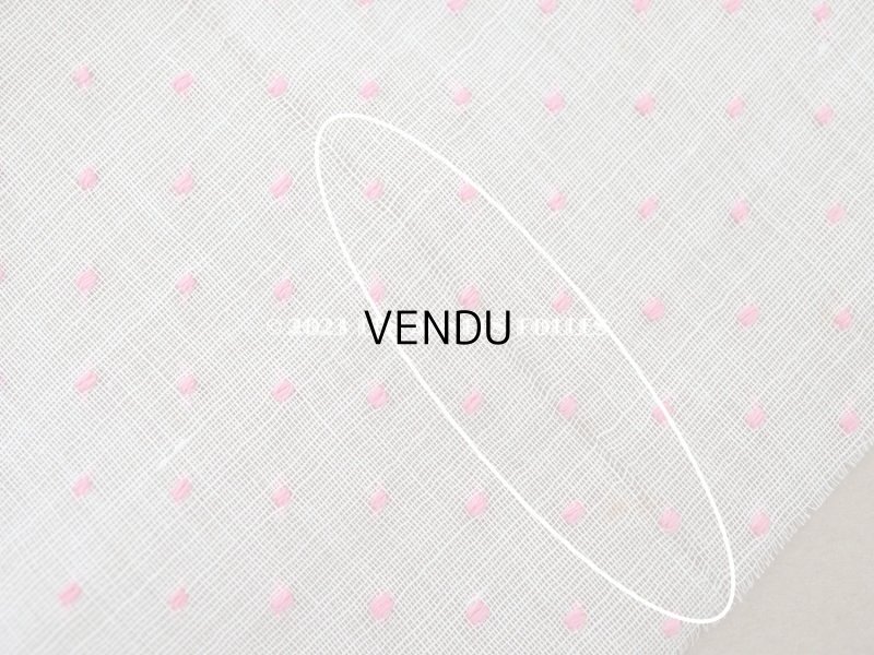 画像12: アンティーク  ピンクの小さなドット刺繍入り コットン生地 78×145cm