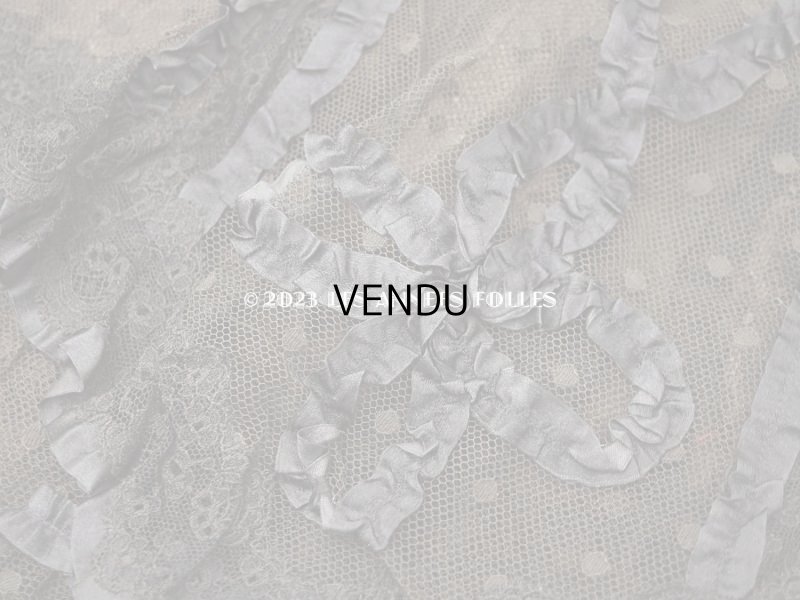 画像6: 1900年頃 アンティーク  53cm幅  ドレスの裾 ドットのチュール＆シルクサテンリボン　黒＆ブラウン  約320cm  