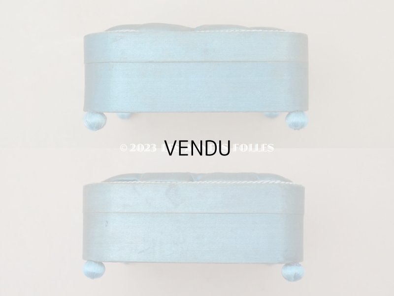 画像7: 1891年 アンティーク シルク製クッション チョコレートボックス お菓子箱 スモーキーブルー