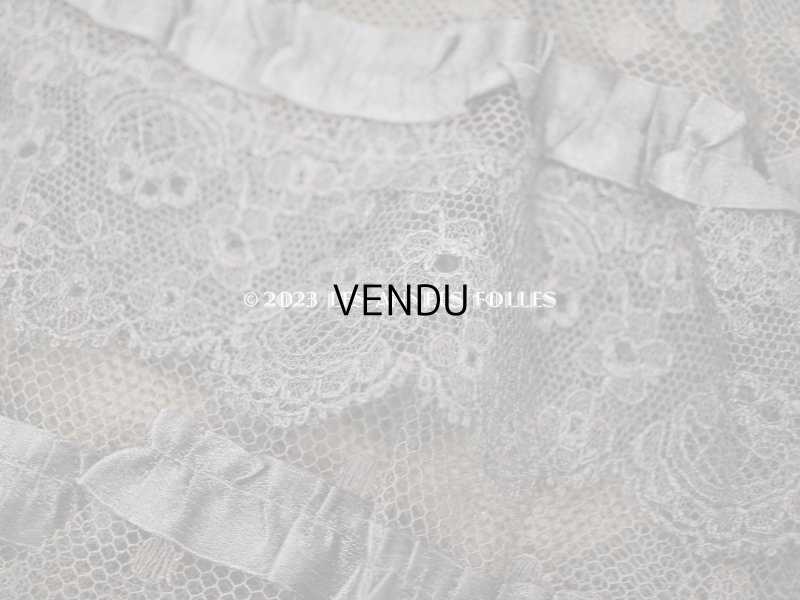 画像8: 1900年頃 アンティーク  53cm幅  ドレスの裾 ドットのチュール＆シルクサテンリボン　黒＆ブラウン  約320cm  