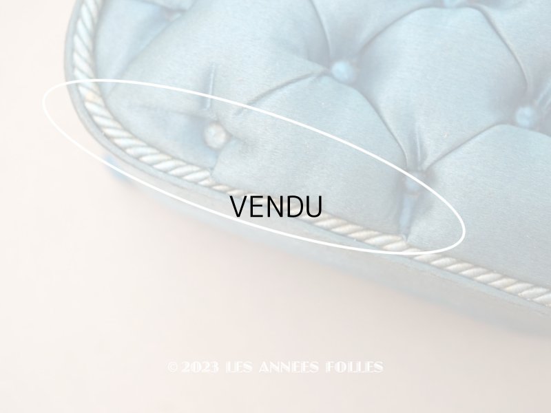 画像8: 1891年 アンティーク シルク製クッション チョコレートボックス お菓子箱 スモーキーブルー