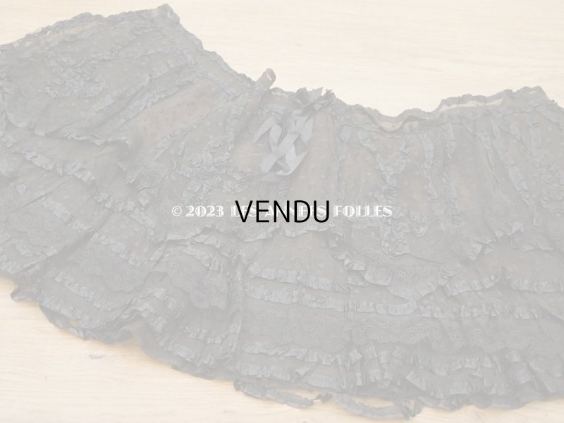 画像11: 1900年頃 アンティーク  53cm幅  ドレスの裾 ドットのチュール＆シルクサテンリボン　黒＆ブラウン  約320cm  