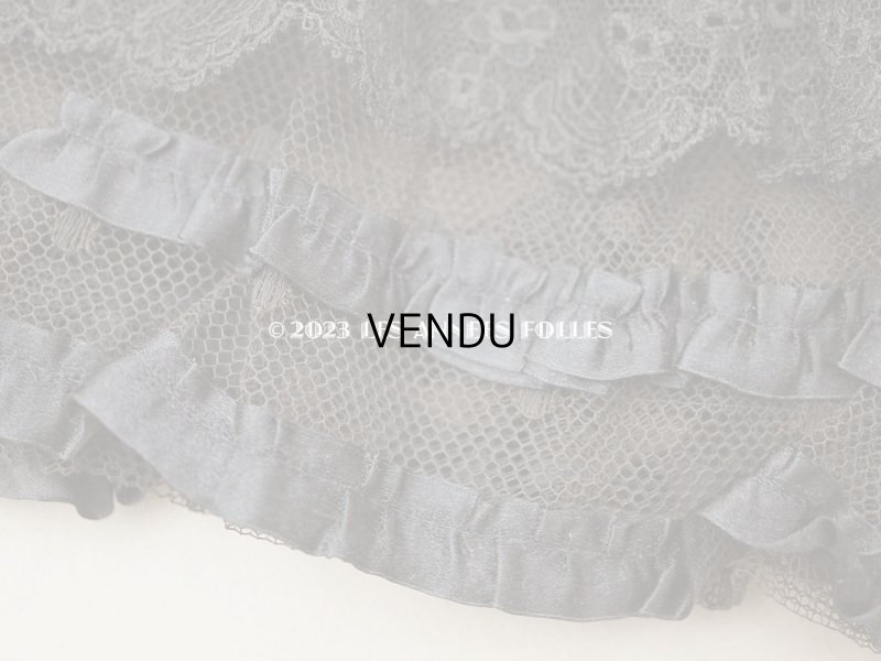 画像9: 1900年頃 アンティーク  53cm幅  ドレスの裾 ドットのチュール＆シルクサテンリボン　黒＆ブラウン  約320cm  