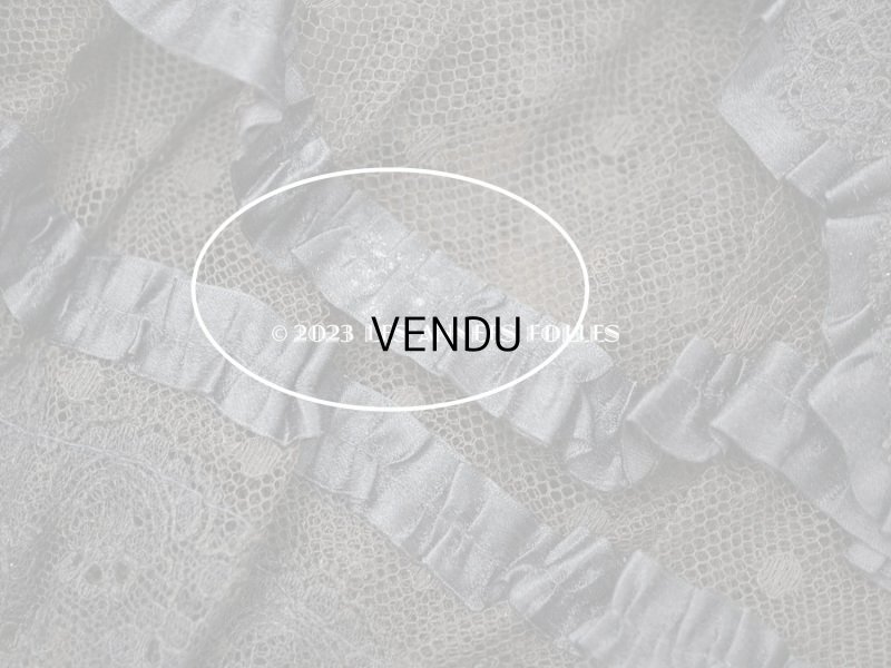 画像16: 1900年頃 アンティーク  53cm幅  ドレスの裾 ドットのチュール＆シルクサテンリボン　黒＆ブラウン  約320cm  