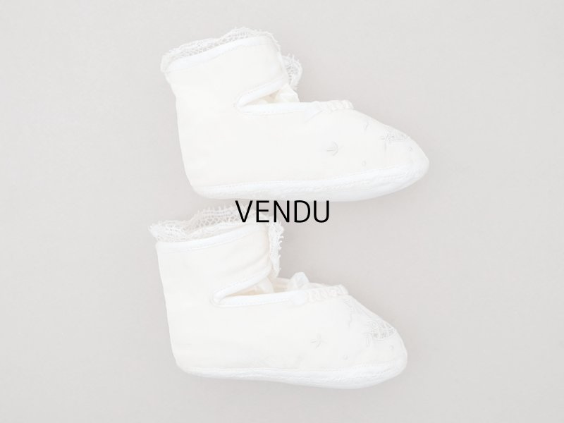 画像5: アンティーク ベビーシューズ エクリュ リボン柄の手刺繍入り 