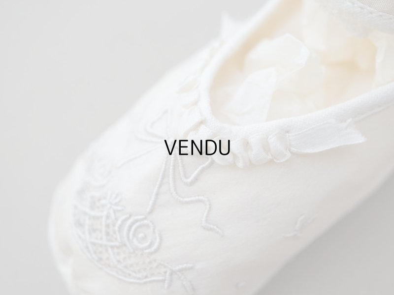 画像7: アンティーク ベビーシューズ エクリュ リボン柄の手刺繍入り 