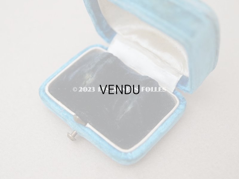 画像6: 19世紀 アンティーク ブルーのベルベットのジュエリーボックス ピアス用