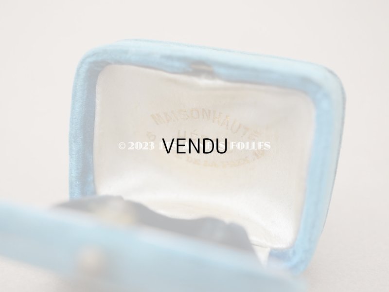 画像5: 19世紀 アンティーク ブルーのベルベットのジュエリーボックス ピアス用