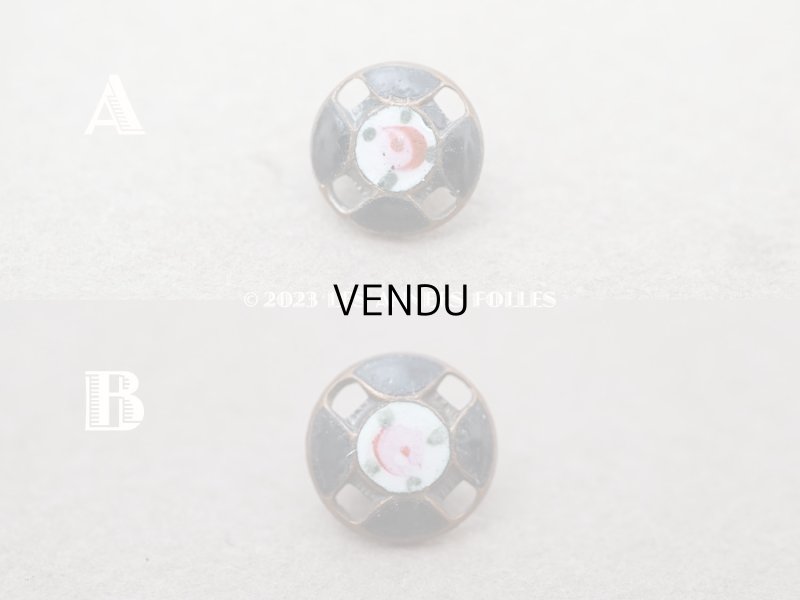 画像2: アンティーク ドール用 極小 エナメル ボタン 薔薇 ハンドペイント 8mm