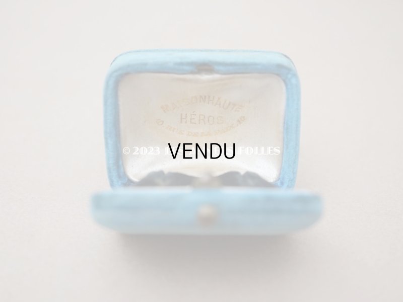 画像4: 19世紀 アンティーク ブルーのベルベットのジュエリーボックス ピアス用