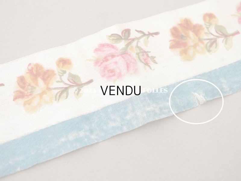 画像6: 19世紀 アンティーク シルク製 リボン ベルベットの薔薇模様 1.05m 6cm幅