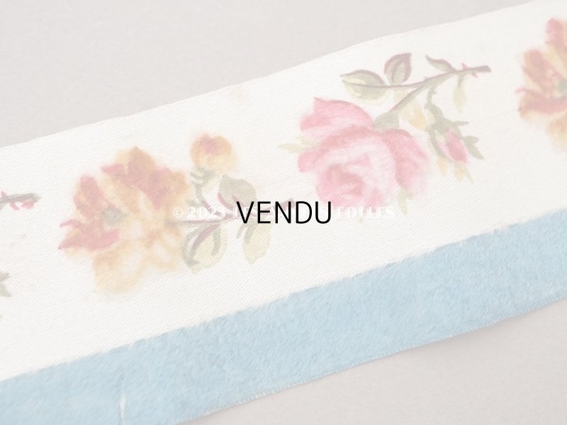 画像7: 19世紀 アンティーク シルク製 リボン ベルベットの薔薇模様 1.05m 6cm幅