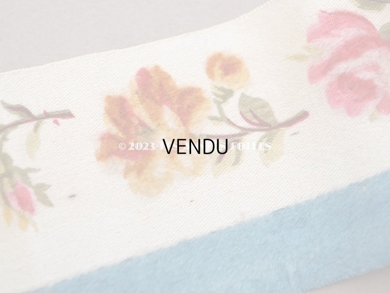 画像3: 19世紀 アンティーク シルク製 リボン ベルベットの薔薇模様 1.05m 6cm幅