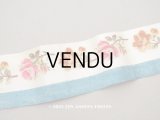 19世紀 アンティーク シルク製 リボン ベルベットの薔薇模様 1.05m 6cm幅 