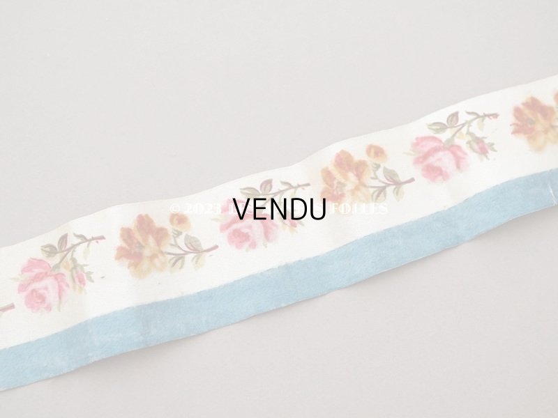 画像4: 19世紀 アンティーク シルク製 リボン ベルベットの薔薇模様 1.05m 6cm幅