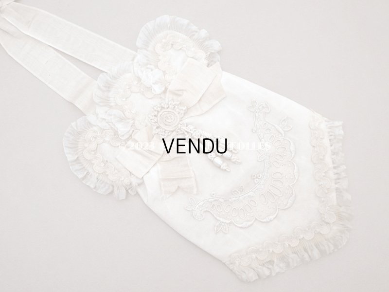 画像3: 1900年頃 アンティーク  シルク製　初聖体のオモニエール エクリュ＆ベージュ