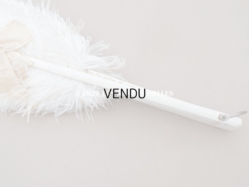 画像3: アンティーク 淡いピンクベージュのリボン付 オフホワイトのフェザーのファン 