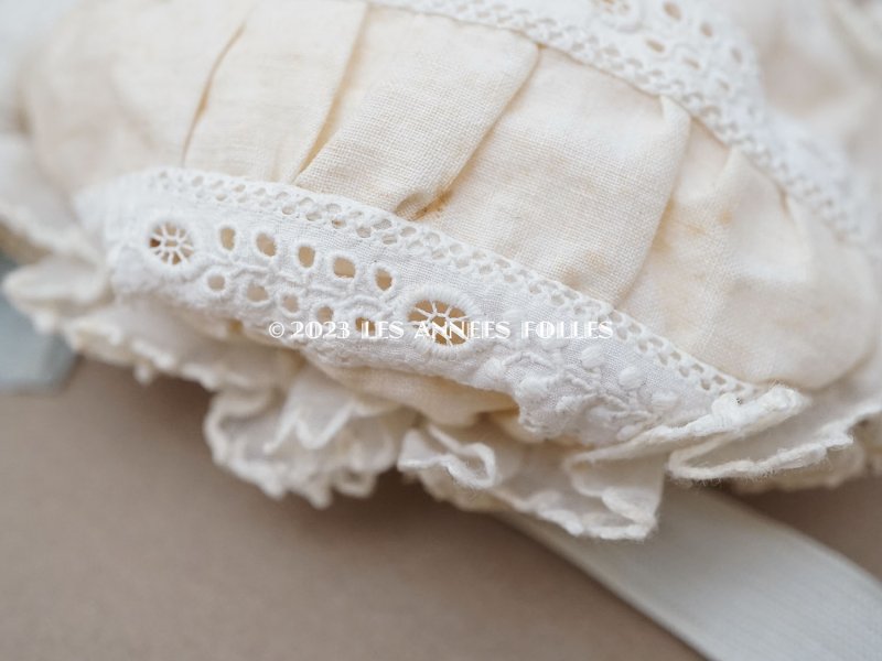 画像5: 19世紀末 アンティーク 小さなドール用 レース使いの帽子  手縫い&手編みのレース