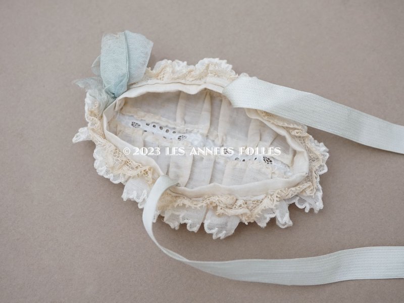 画像9: 19世紀末 アンティーク 小さなドール用 レース使いの帽子  手縫い&手編みのレース