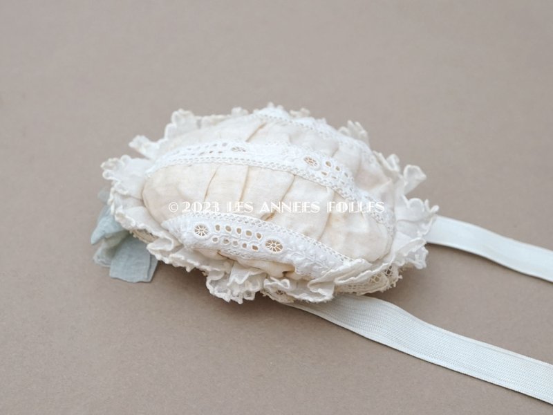画像3: 19世紀末 アンティーク 小さなドール用 レース使いの帽子  手縫い&手編みのレース