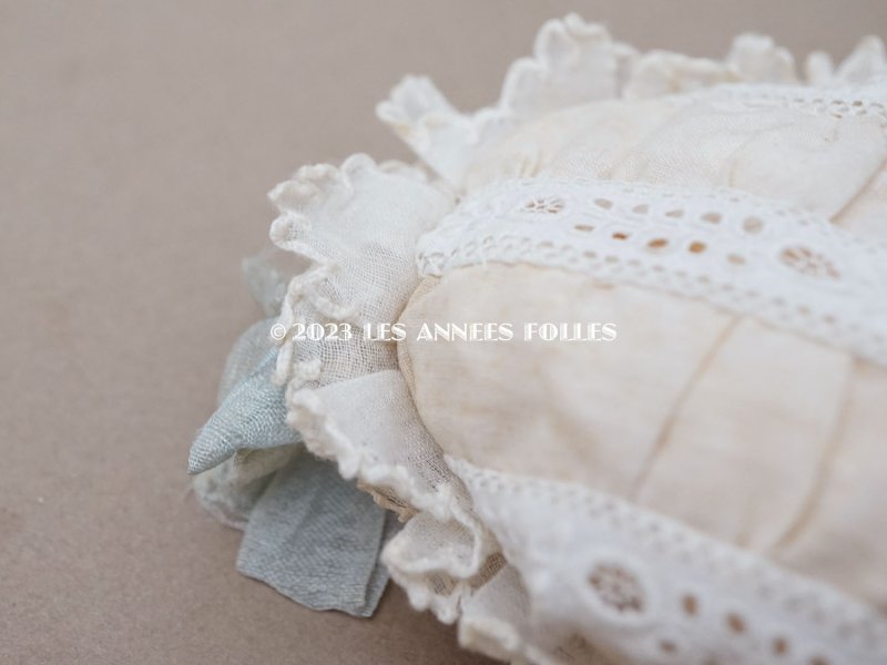 画像4: 19世紀末 アンティーク 小さなドール用 レース使いの帽子  手縫い&手編みのレース