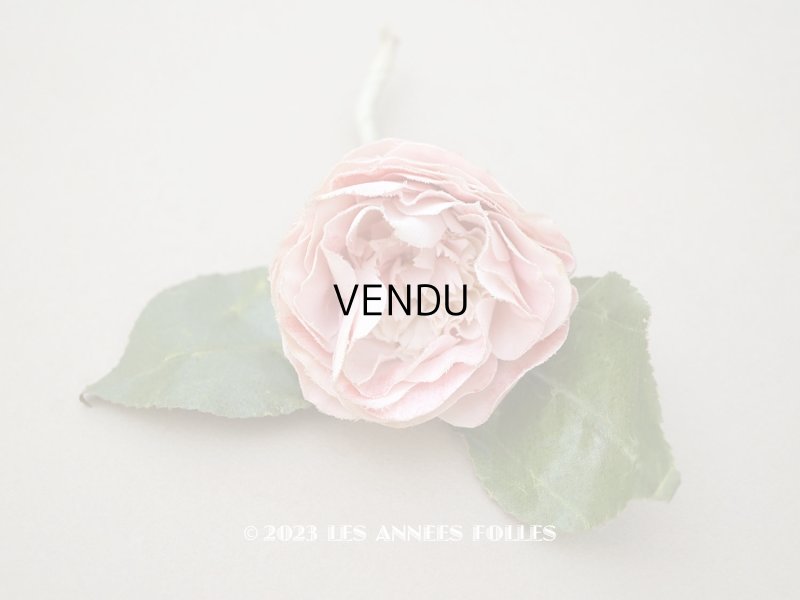 画像1: アンティーク ピンクの薔薇の布花 クウォーターロゼット咲き