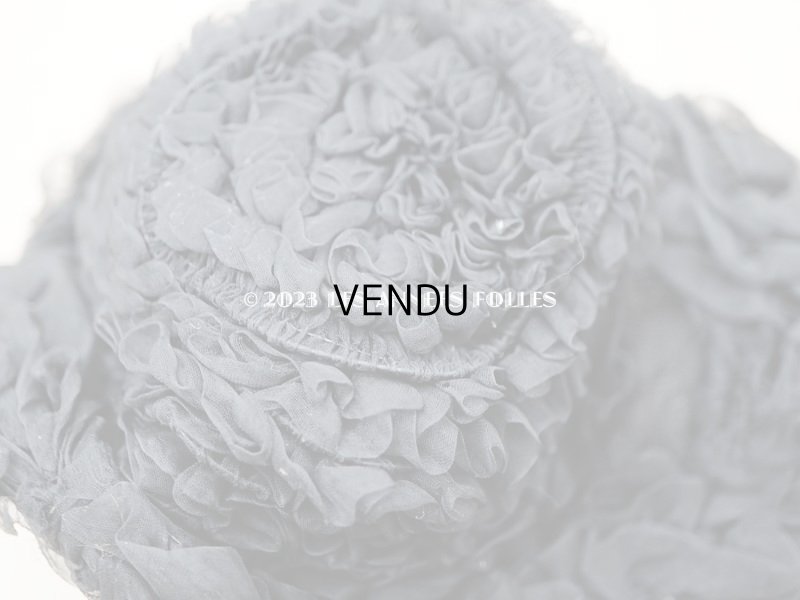 画像10: 1900年頃 アンティーク ドールハット 黒いシルクシフォンのフリル　ヴェルサイユの帽子店