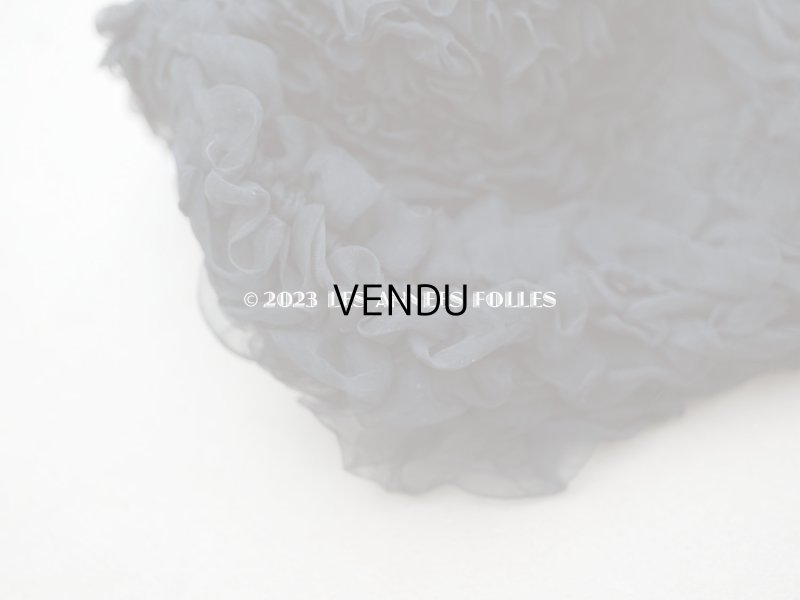 画像11: 1900年頃 アンティーク ドールハット 黒いシルクシフォンのフリル　ヴェルサイユの帽子店