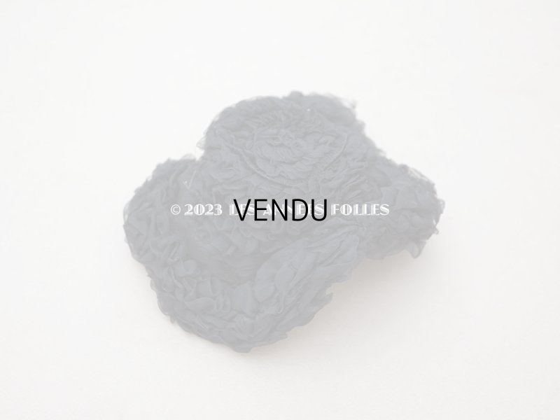 画像6: 1900年頃 アンティーク ドールハット 黒いシルクシフォンのフリル　ヴェルサイユの帽子店