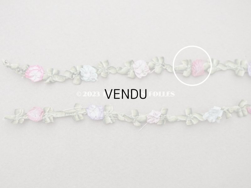 画像5: アンティーク シルク製 6色の薔薇のロココトリム ロココリボン 63cm