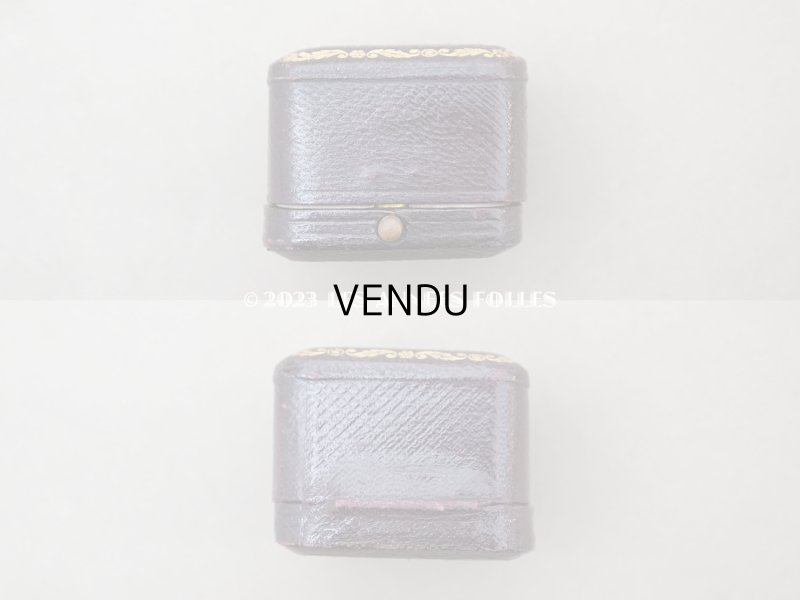 画像7: アンティーク 本革製 ジュエリーボックス 金彩入り ブラウン リングボックス