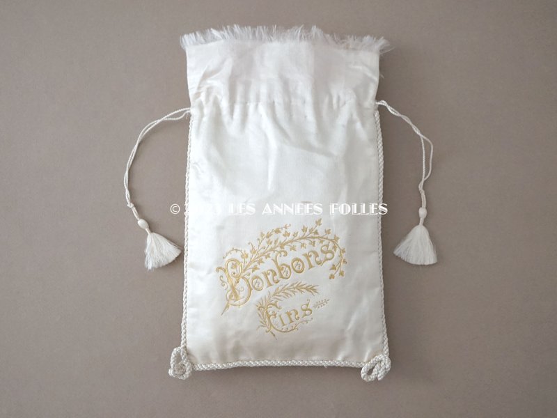 画像2: アンティーク お菓子袋  シルク製  BONBONS FINS