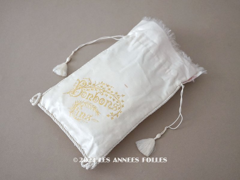 画像1: アンティーク お菓子袋  シルク製  BONBONS FINS